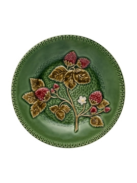 A set of eight Strawberry design fruit plates by Bordallo Pinheiro, Portugal