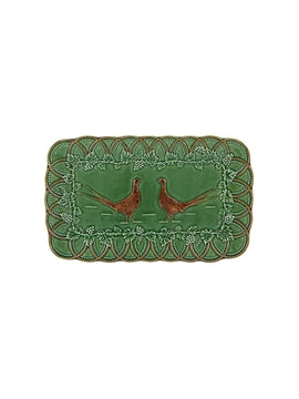 A rectangular Pheasant and vine design earthenware platter by Bordallo Pinheiro, Portugal