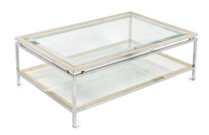 A stylish chrome and brass two-tier coffee table by Romeo Rega, Italian Circa 1960/70