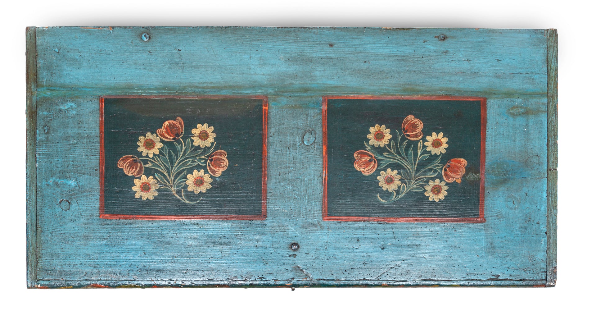 SOLD A beautifully painted timber travelling trunk, Swedish 18th Century