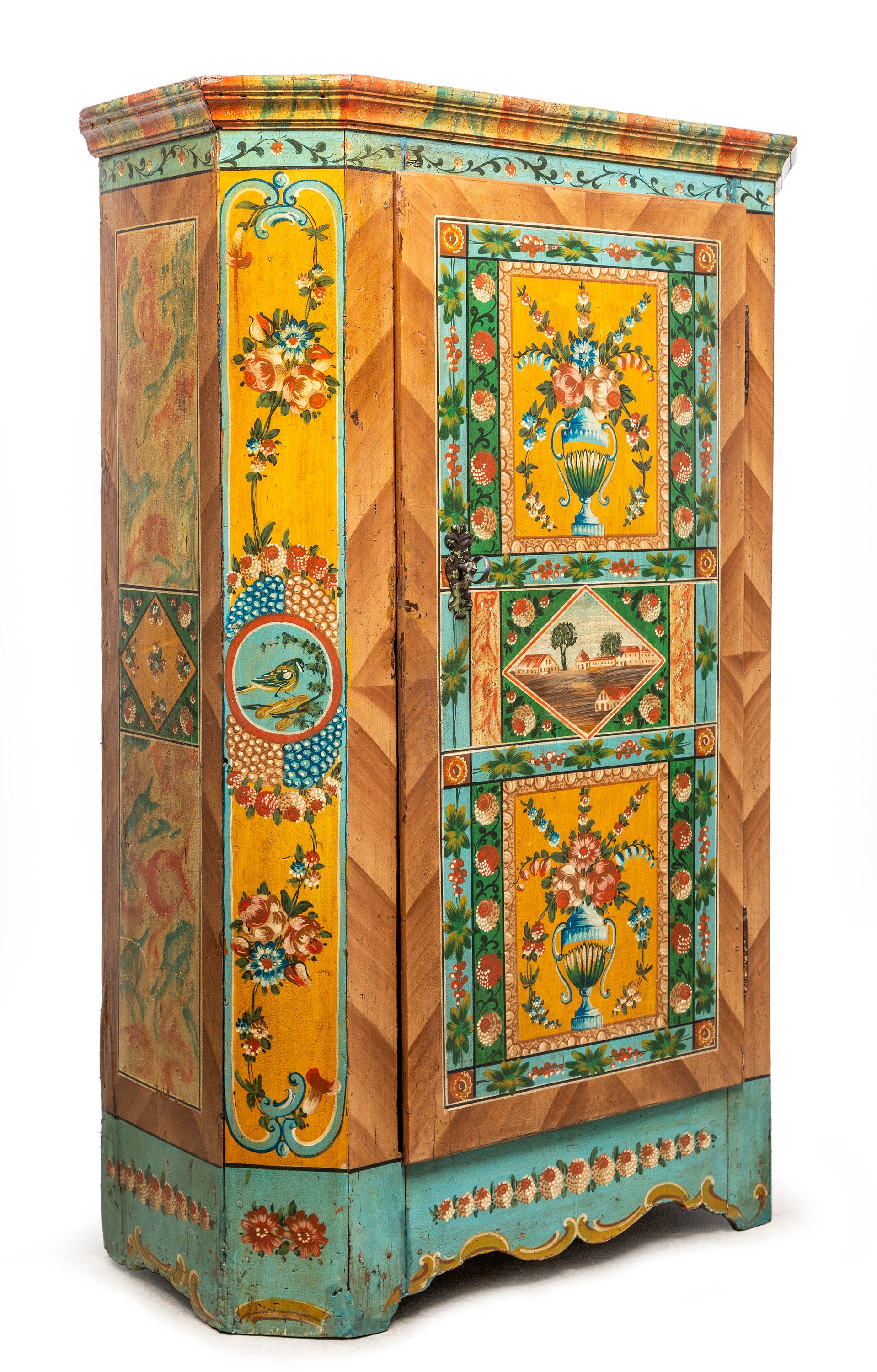 A very decoratively painted cupboard/ armoire, Swedish 18th Century