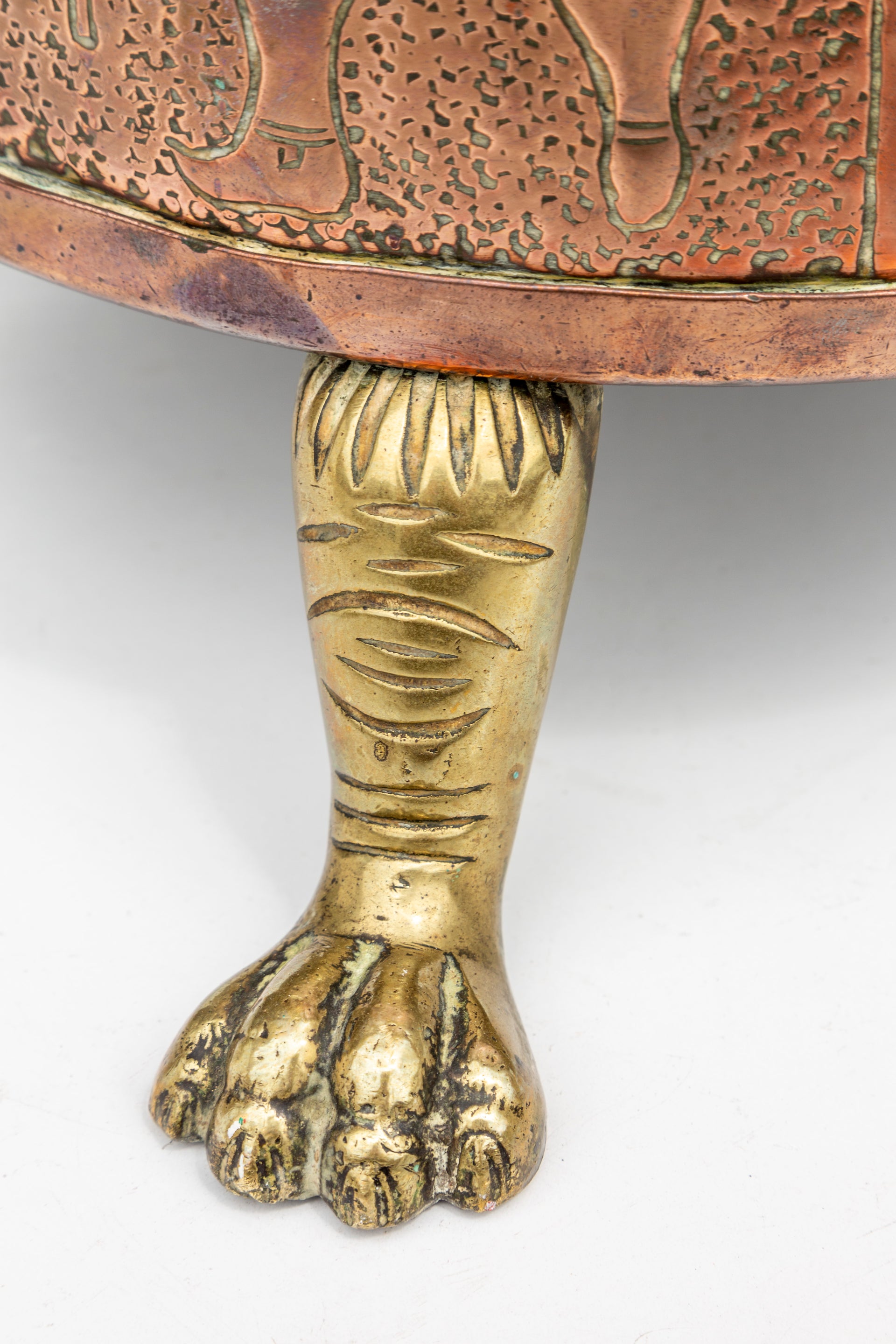 A beautiful copper and brass embossed Jardiniere, French 19th Century