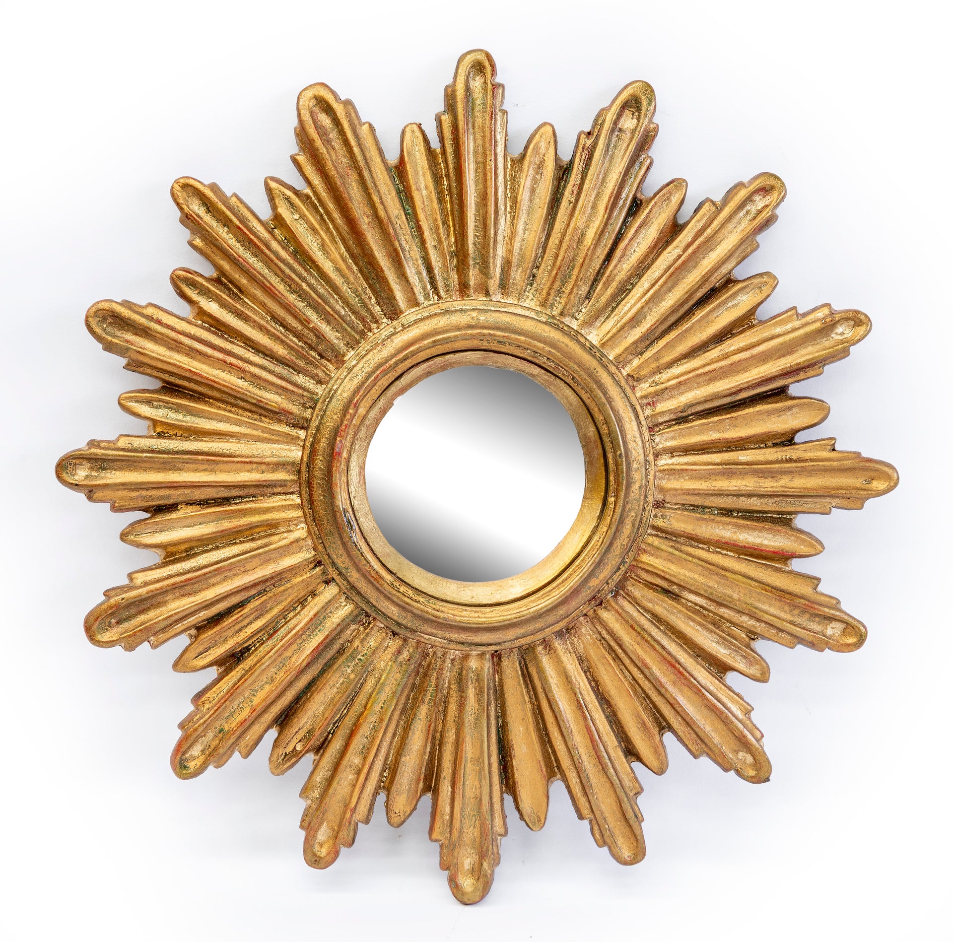 A miniature giltwood starburst convex wall mirror, French Circa 1940