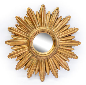 A miniature giltwood starburst convex wall mirror, French Circa 1940