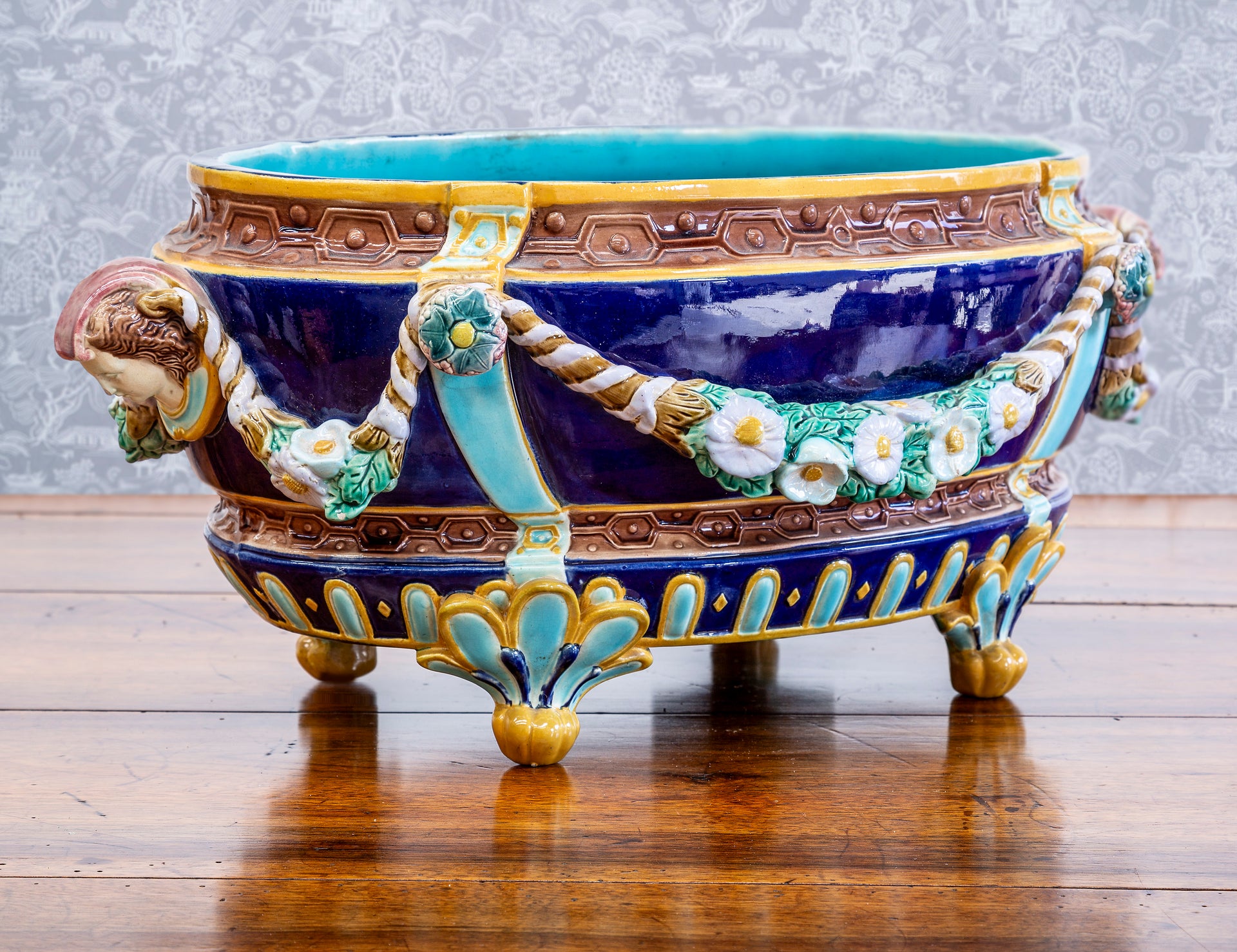 SOLD An ornate Majolica jardiniere by J. Holdsworth, English 19th Century