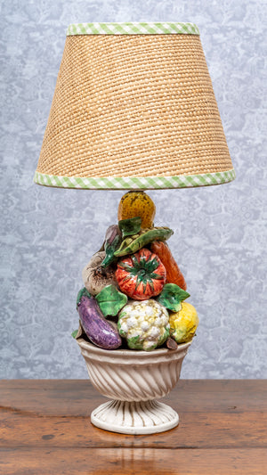 SOLD A whimsical ceramic vegetable table lamp, Italian Circa 1950