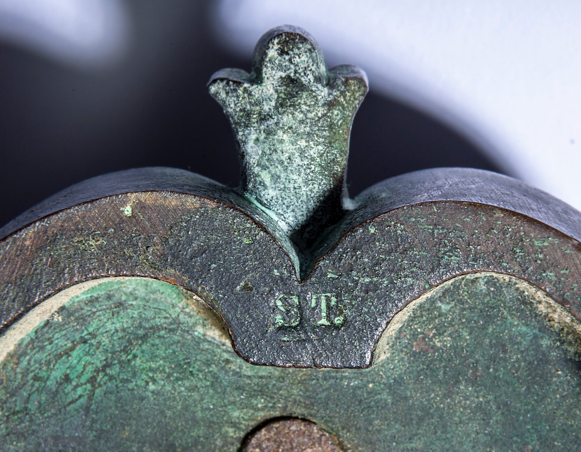 An exceptional pair of bronze door knockers, cast with the head of Neptune and twin dolphins French 19th Century