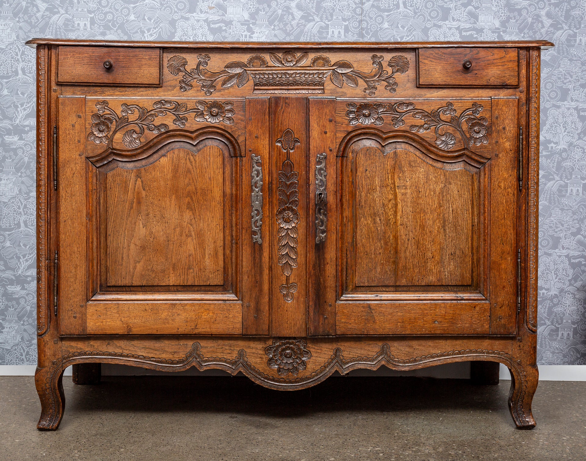 A beautifully carved Provincial oak buffet, French 18th Century