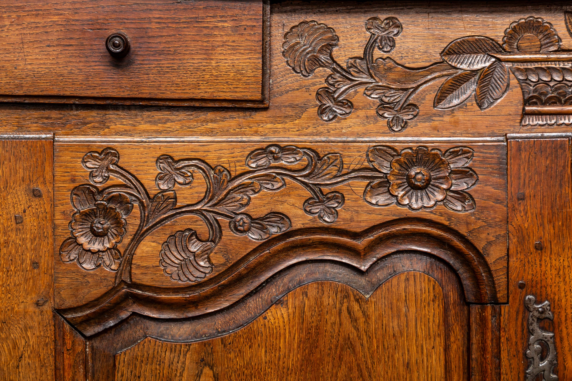 A beautifully carved Provincial oak buffet, French 18th Century