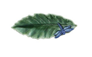 A chestnut leaf with dragonfly dish by Bordallo Pinheiro, Portugal