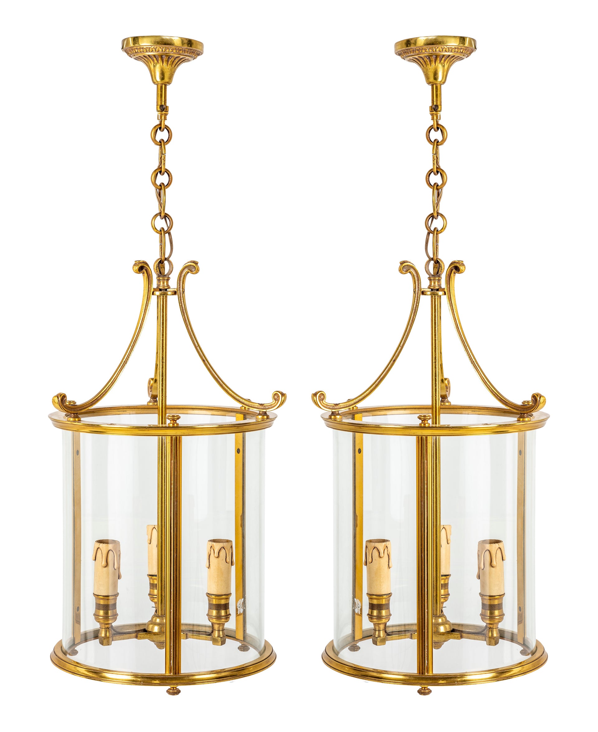 SOLD A stylish pair of gilt metal circular lanterns, French Circa 1950