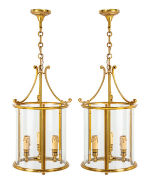 SOLD A stylish pair of gilt metal circular lanterns, French Circa 1950