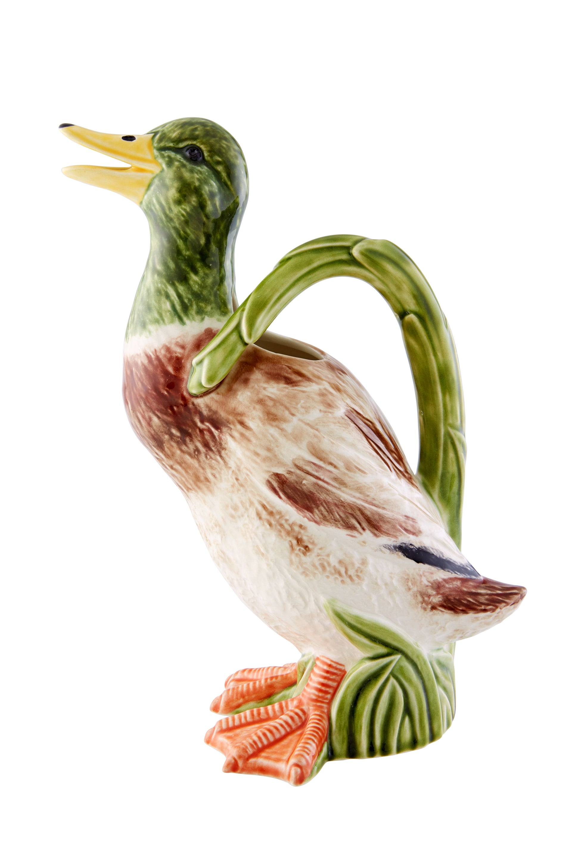 SOLD A mallard duck and bullrush pitcher by Bordallo Pinheiro, Portugal