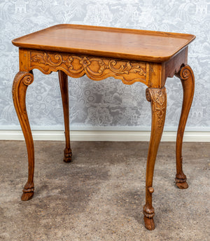 A very delicately carved walnut Louis XV style side-table, French late 18th century