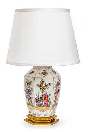 A pretty Paris porcelain table lamp, French 18th Century