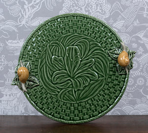 A lily and twin garden snail platter by Bordallo Pinheiro, Portugal