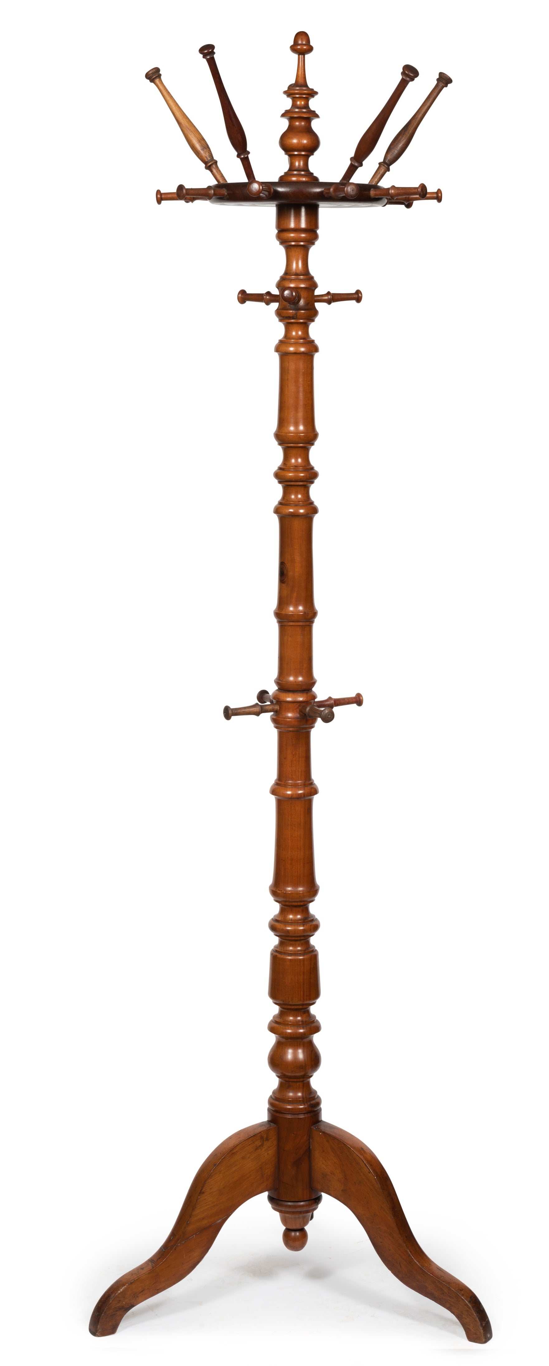 SOLD A turned fruitwood hat and coat stand, French Circa 1880