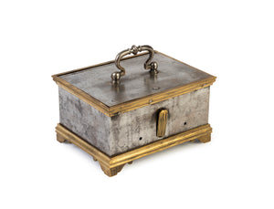 SOLD A petite steel and brass miniature strongbox, French 18th Century