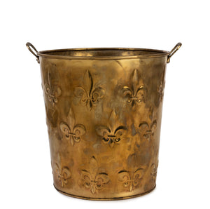 SOLD A brass bucket embossed with fleur-de-lys, French Circa 1950