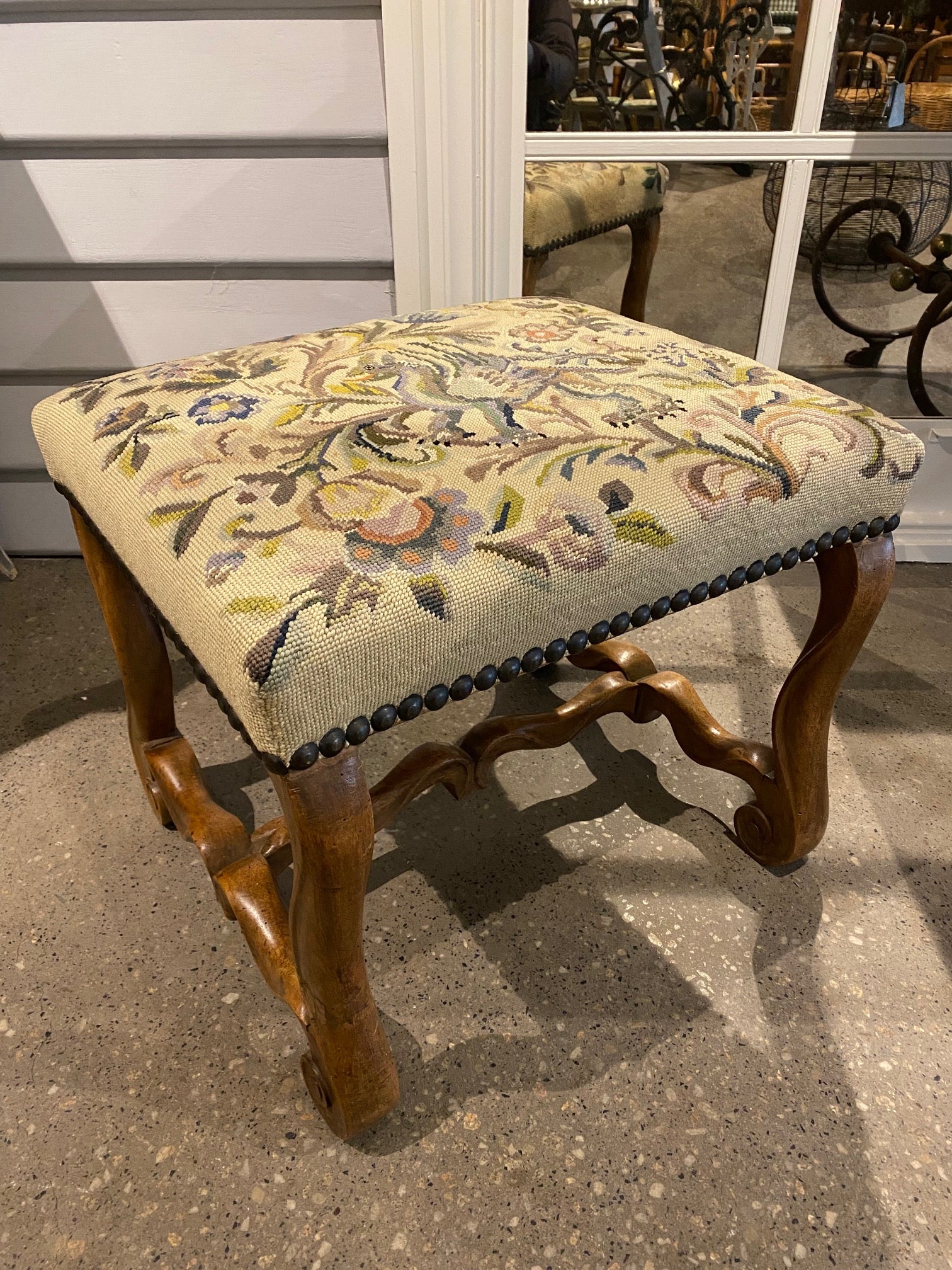 SOLD A pretty Louis XIV style fruitwood stool, French 19th century