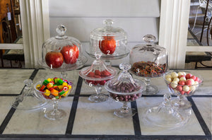 SOLD A collection of French vintage cut glass compotes and cloches